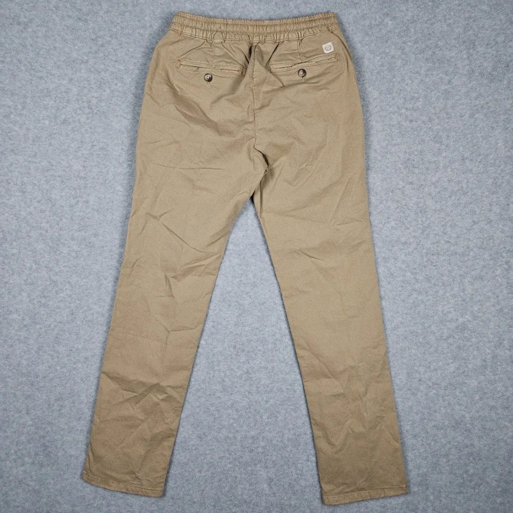 Marine Layer Saturday (Men's Small) Tan Khaki Pants Slim Fit Chino Drawstring
